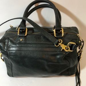 REBECCAMINKOFF Dark Green Leather Satchel Purse